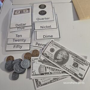 Teach Kids About Money – Handmade Learning Flash Cards with Play Money Sample